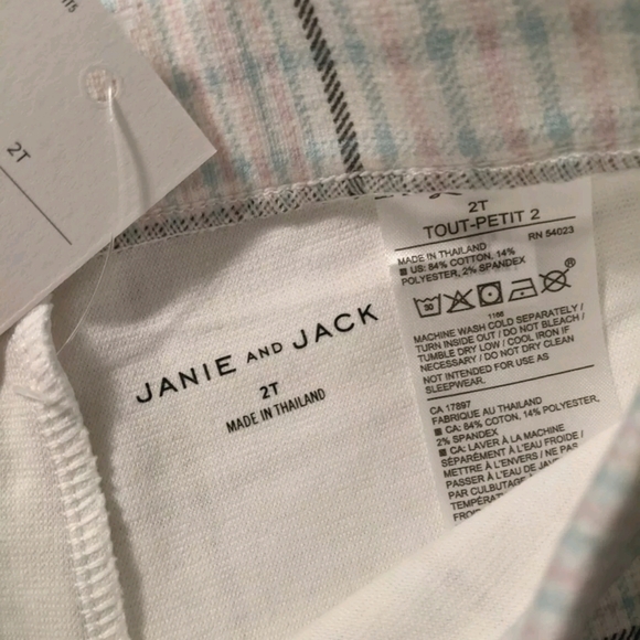 NWT Janie and Jack Plaid Ponte Button Cuff Pants, 2T - Picture 3 of 7